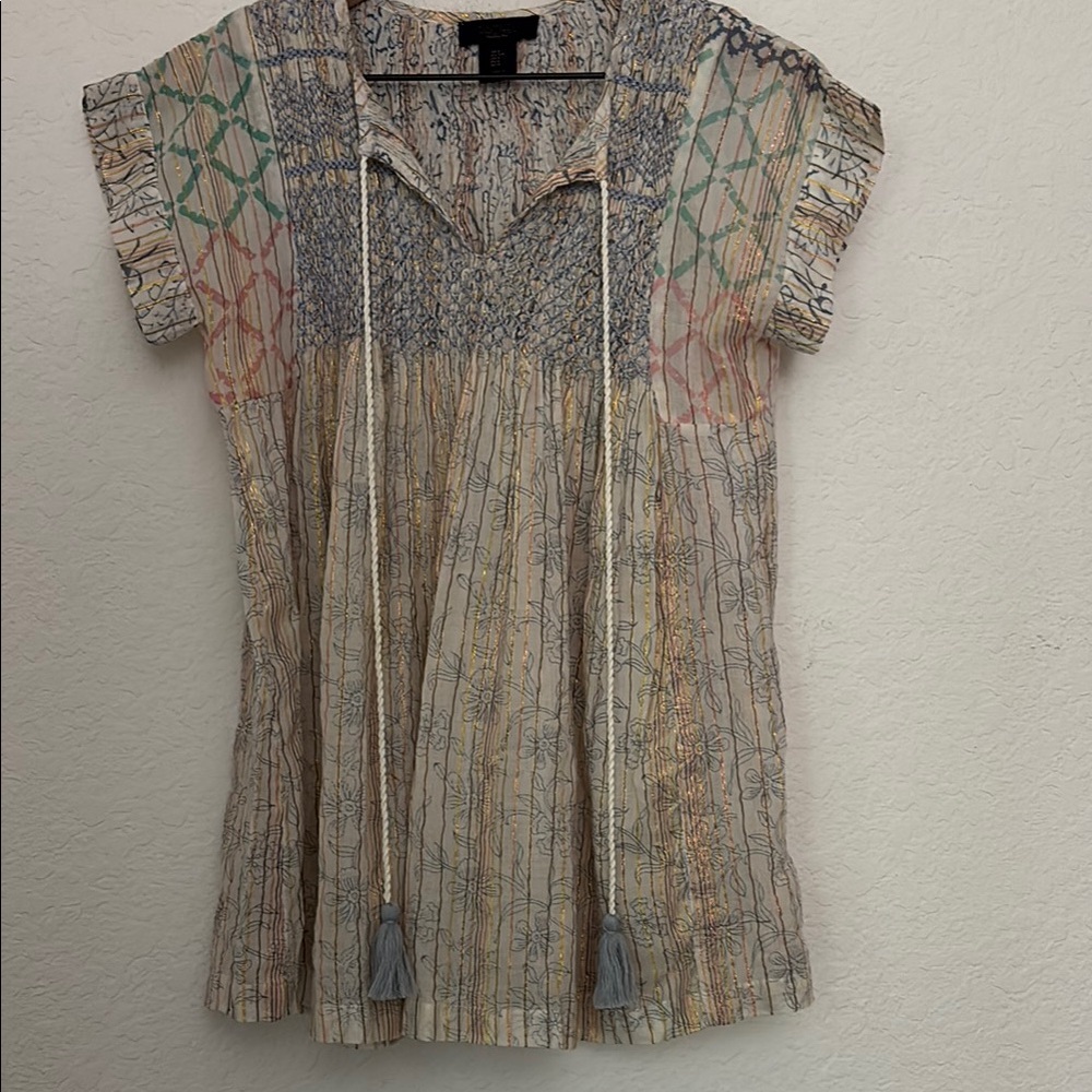 RACHEL Rachel Roy boho blouse with gold thread detail size small